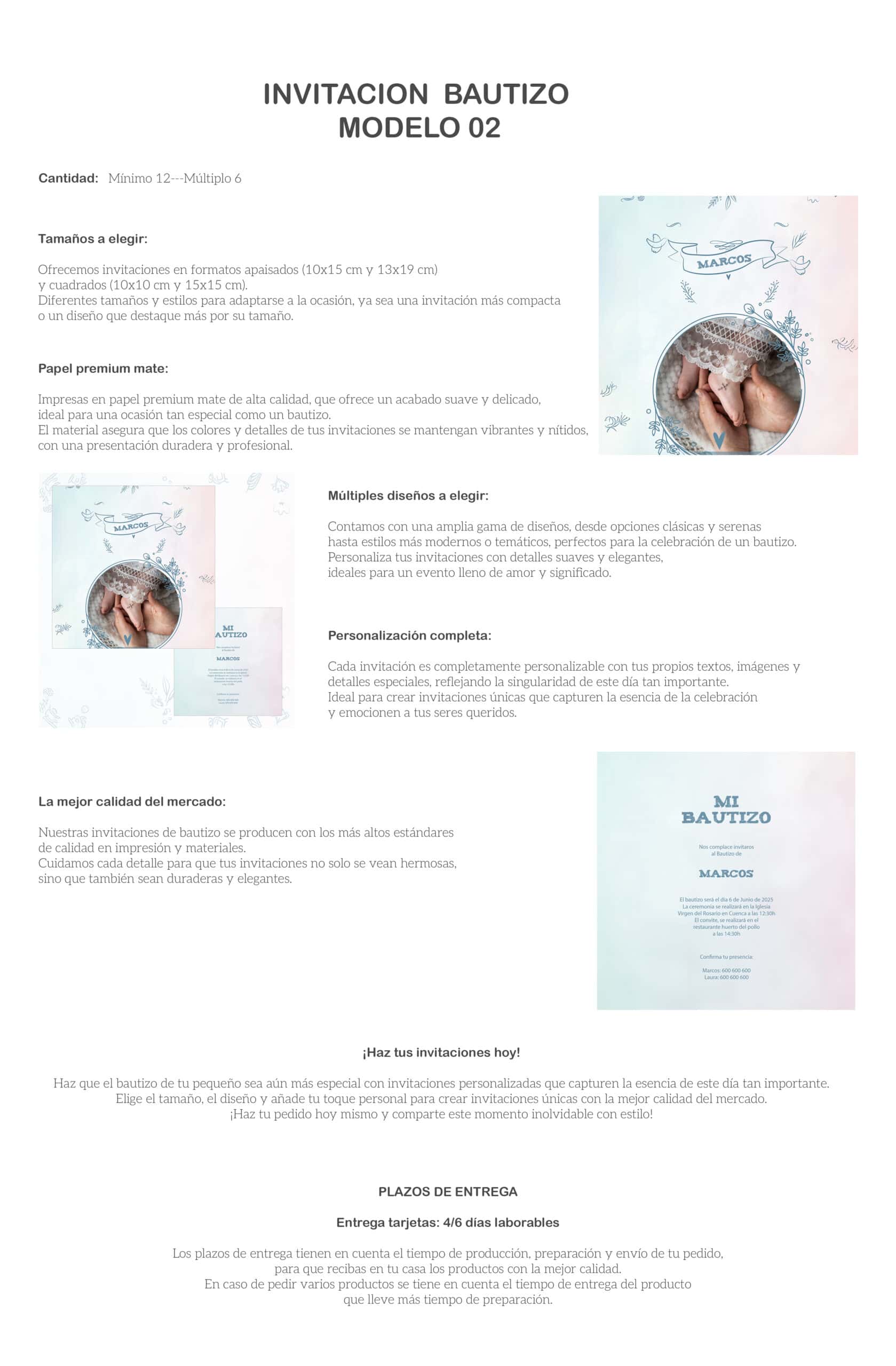 Bautizo en invitación con diseño elegante y personalizado para ceremonias religiosas.