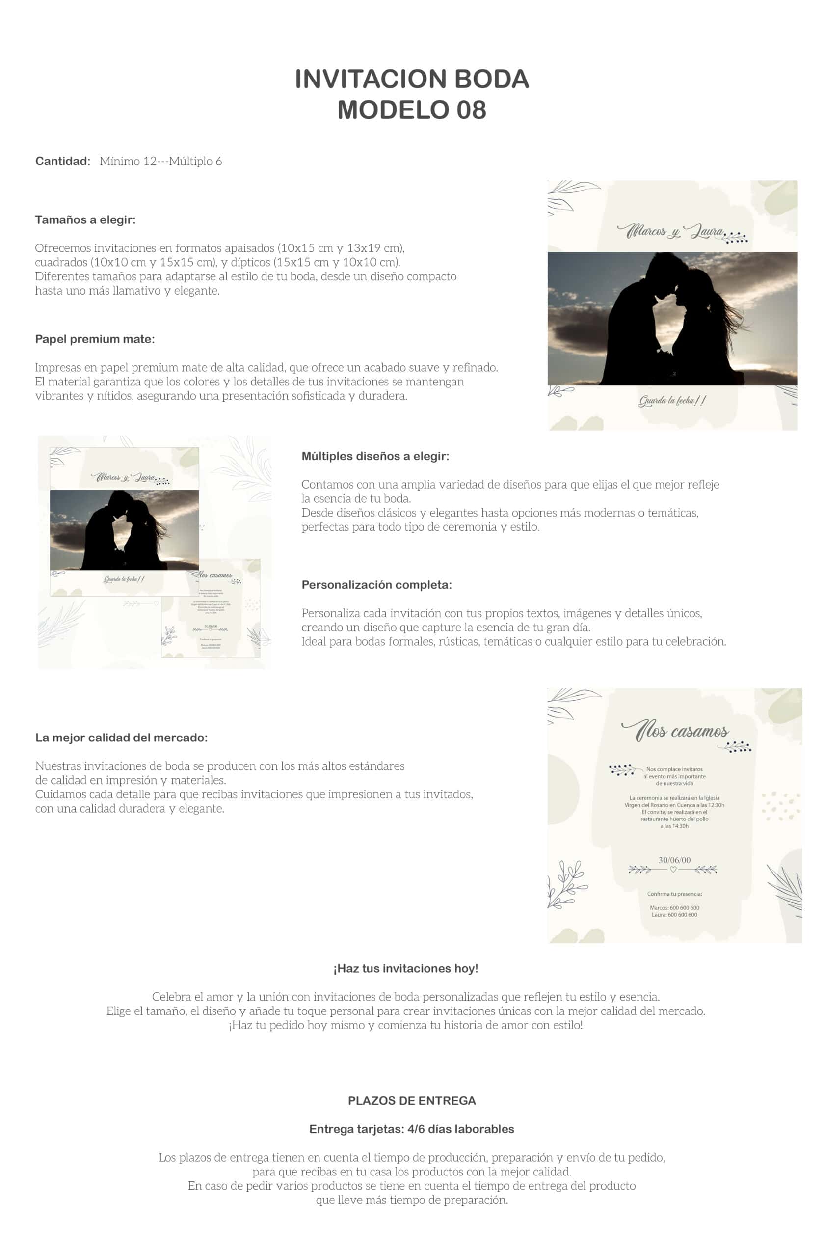 Boda romántica con invitación personalizada para matrimonio en estilo minimalista y elegante.