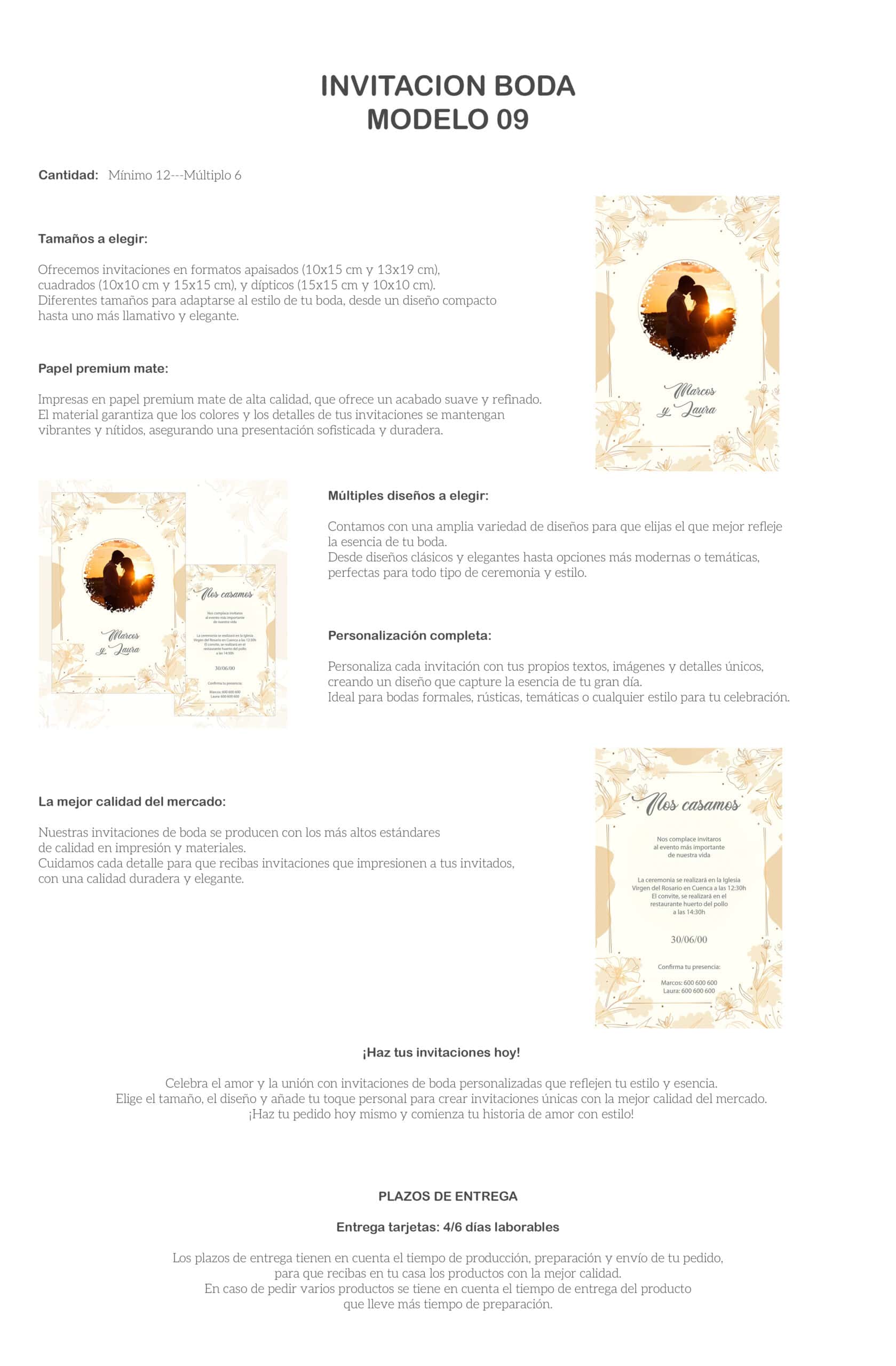 Invitaciones de boda en estilo clásico y elegante, ideales para tu celebración de matrimonio.
