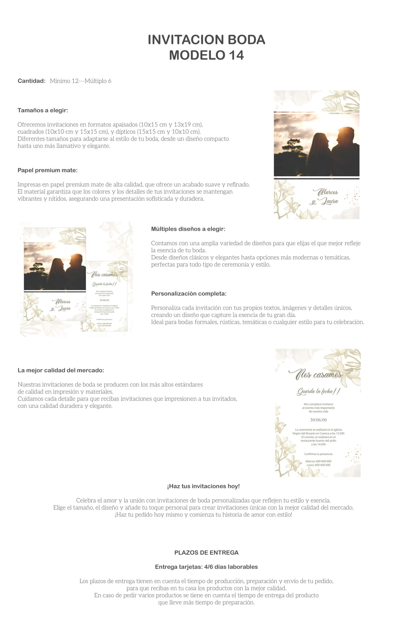 Invitaciones de boda en formato elegante y personalizado, ideales para celebrar el amor y la unión.