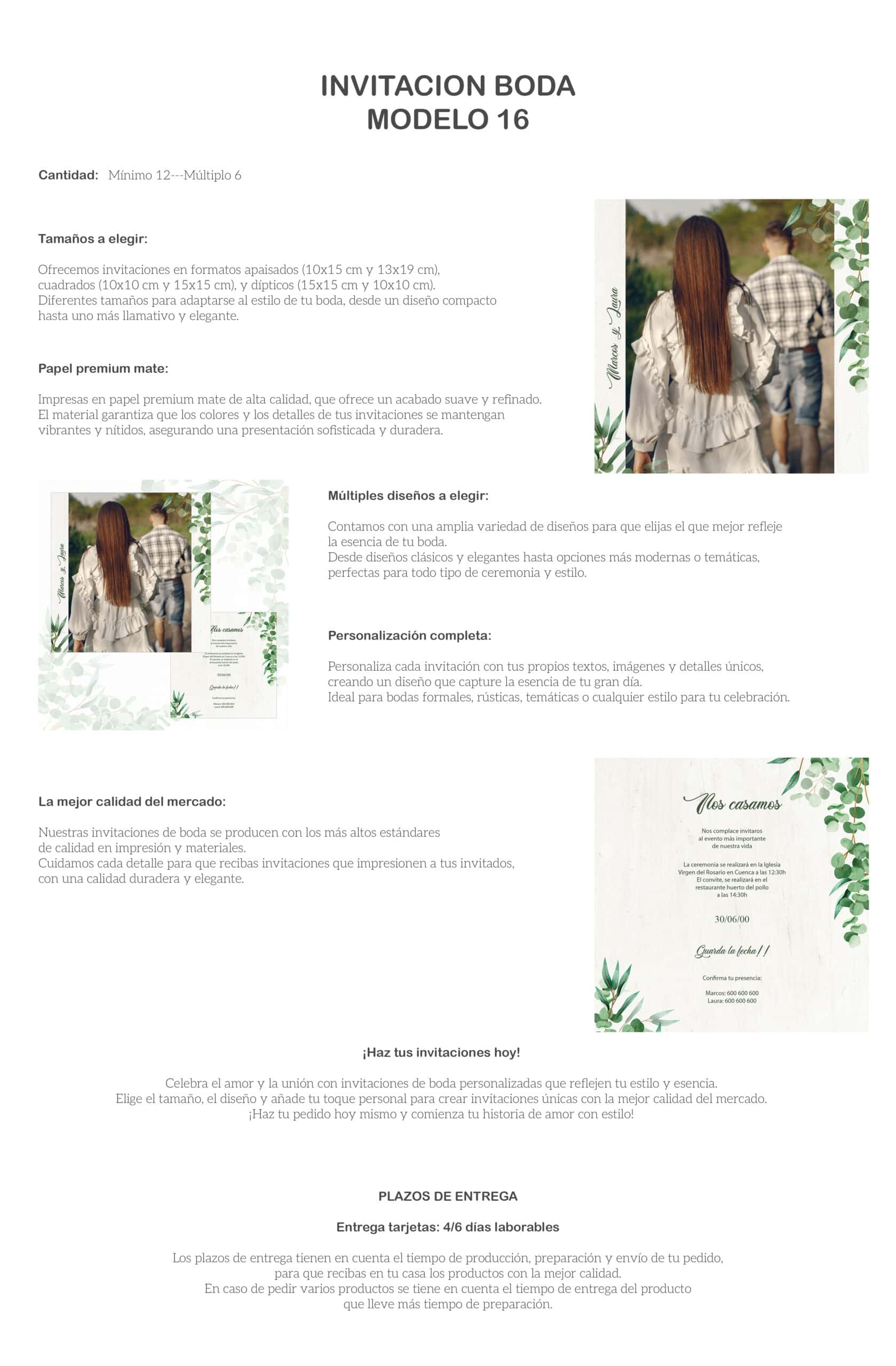 Invitación de boda con diseño elegante y personalizado, perfecta para eventos románticos y temáticos.