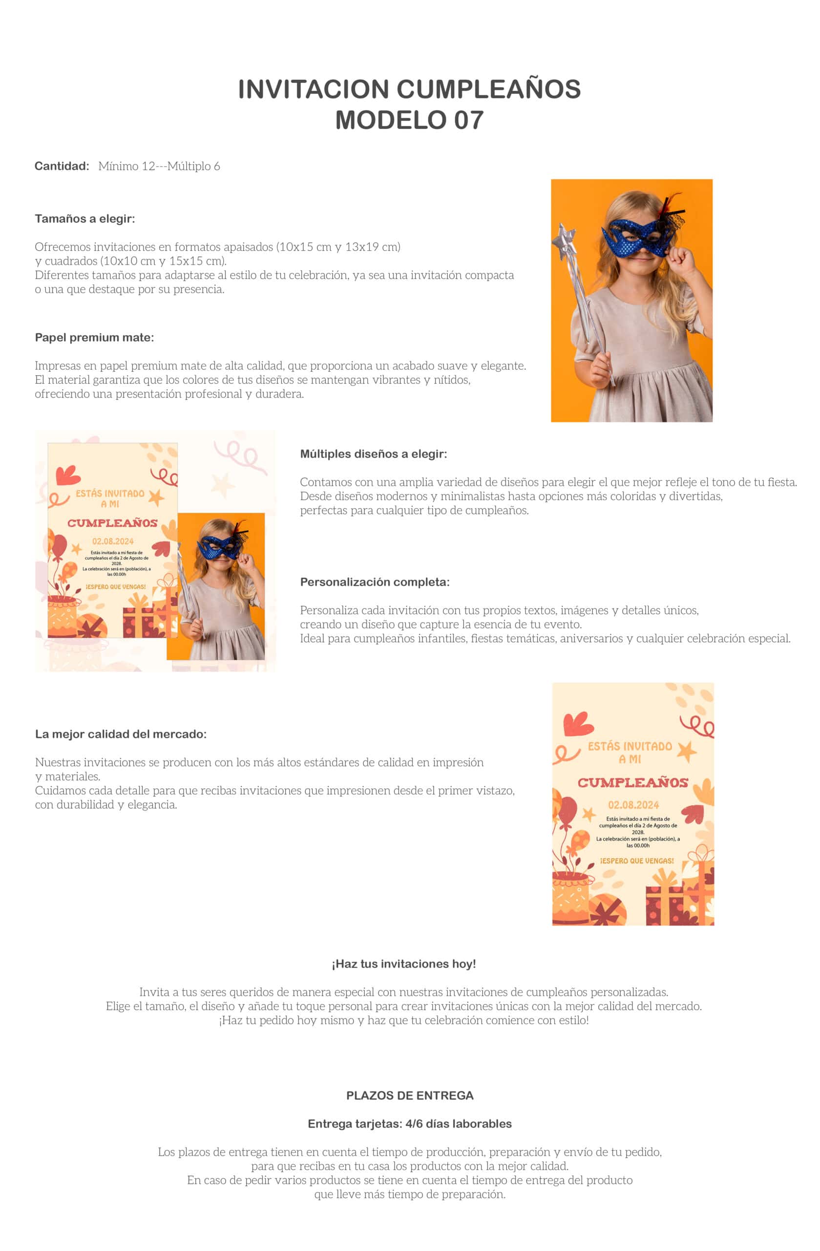 Invitación de cumpleaños infantil con diseño colorido y personalizable, ideal para fiestas y celebraciones.