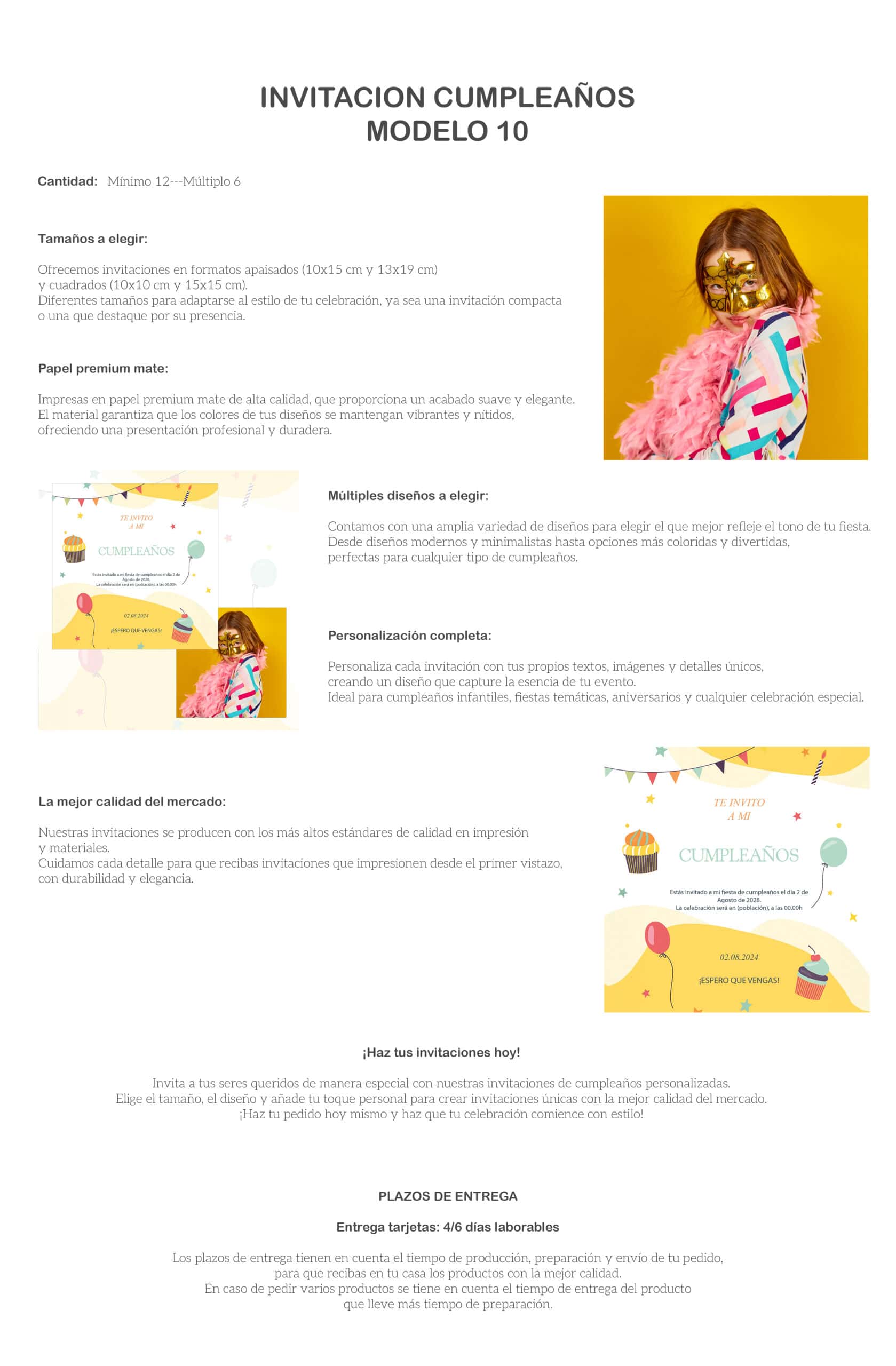 Invitación cumpleaños con diseño moderno y personalizado, ideal para celebrar en grande.