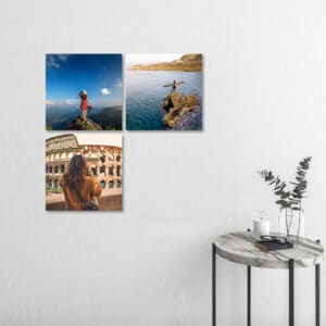 Espectaculares fotos de viajes y naturaleza en pared decorativa.