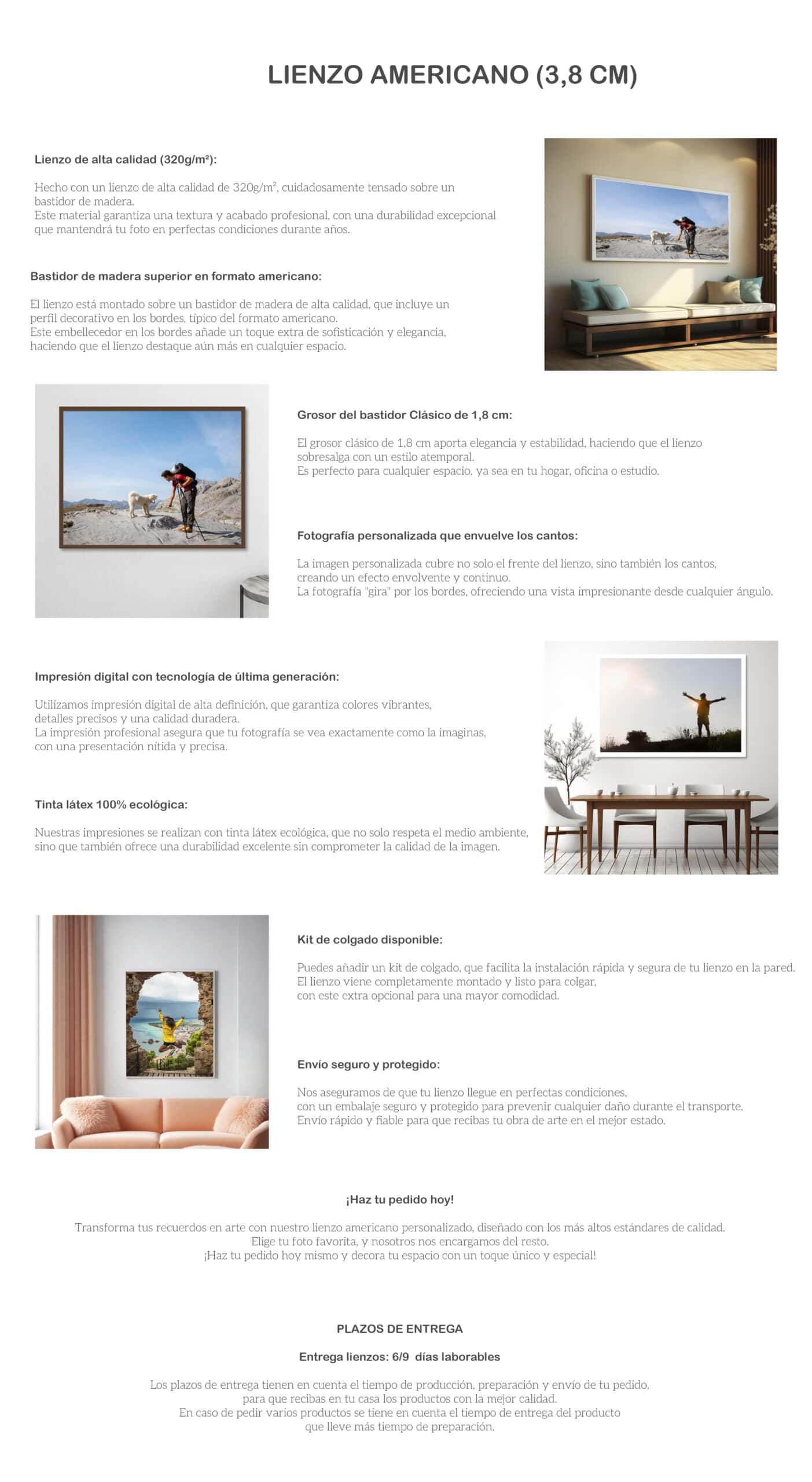 Lienzo americano decorativo para cuadros y fotografías de alta calidad en 320g/m².