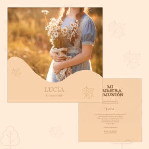 Ramo de margaritas para comunión en ceremonia infantil, imagen con estilo vintage y tonos pastel.