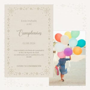 Celebra tu cumpleaños con globos de colores y una invitación personalizada para una fiesta inolvidable.