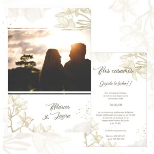 1. Pareja en silueta durante atardecer, invitación de boda romántica, nupcias, amor.