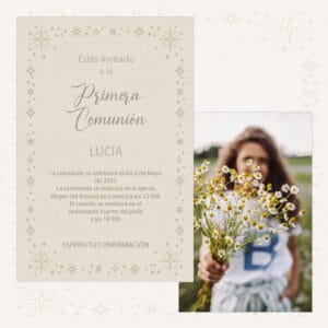 1. Invitación a primera comunión con flores, moderna y elegante para eventos religiosos.
