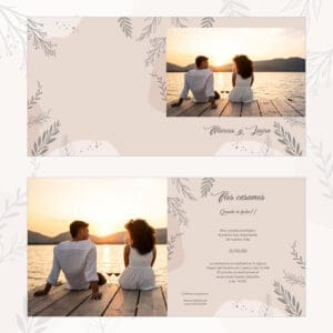 Noche romántica en la playa con pareja viendo el atardecer.
