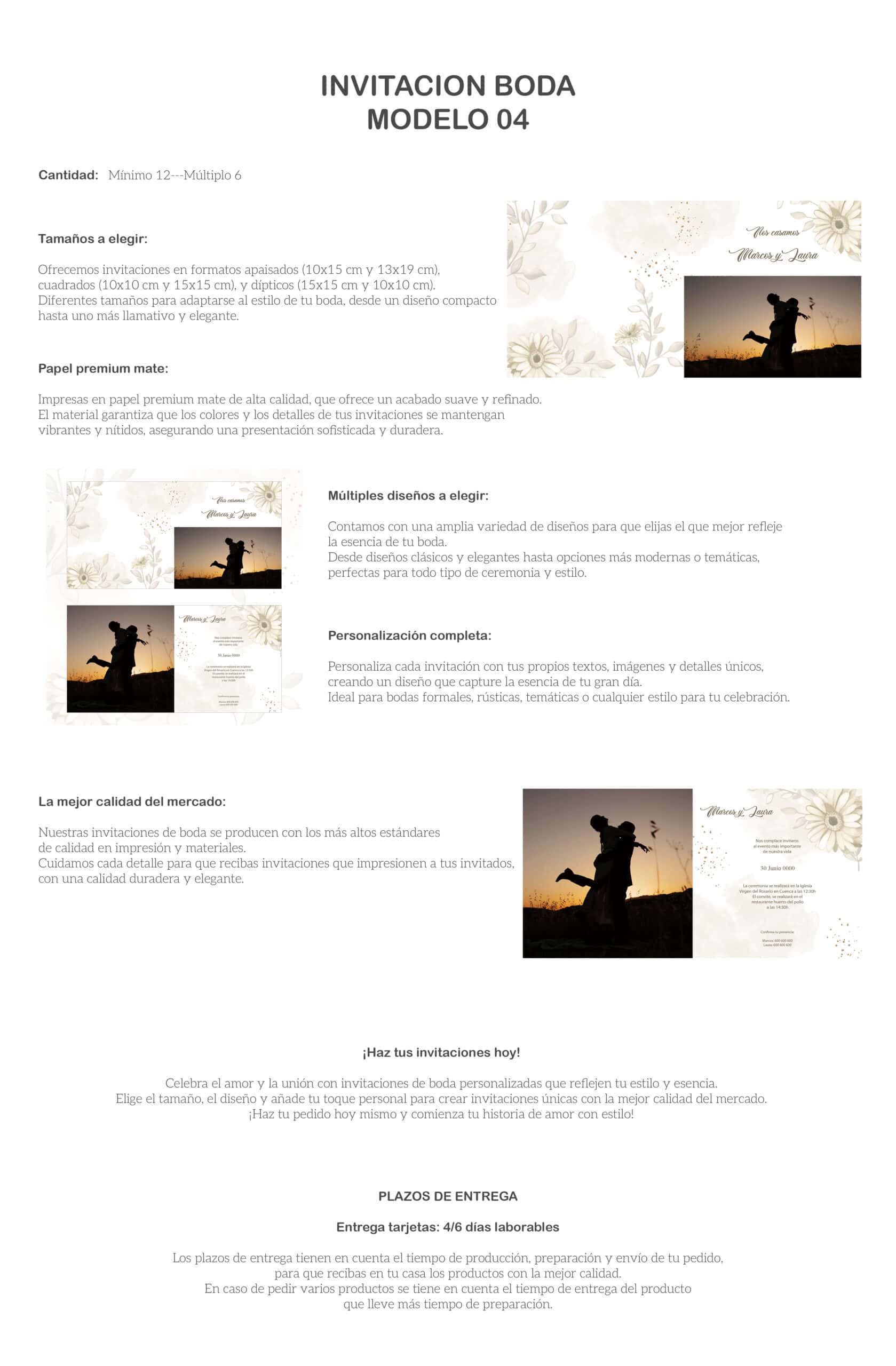 Invitación boda personalizada, diseño elegante, opciones clásicas y modernas en papelería premium.