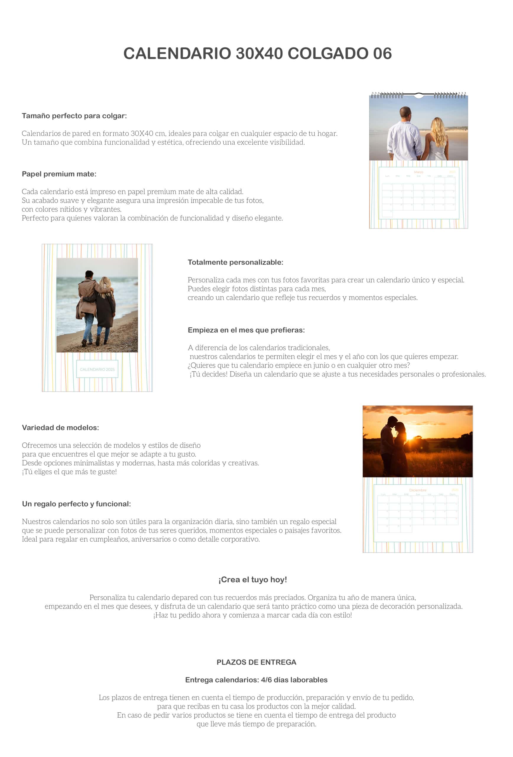 1. Calendarios personalizados con fotos para tu organización y recuerdos especiales.