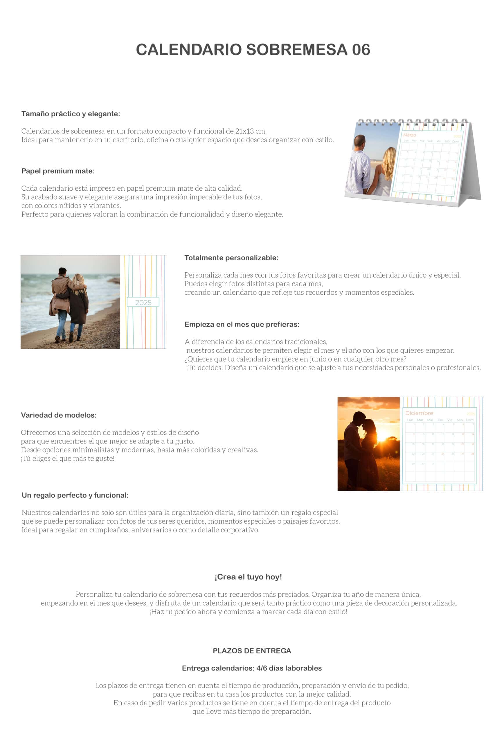 1. calendario de sobremesa personalizable con fotos y diseño elegante para oficina o hogar.