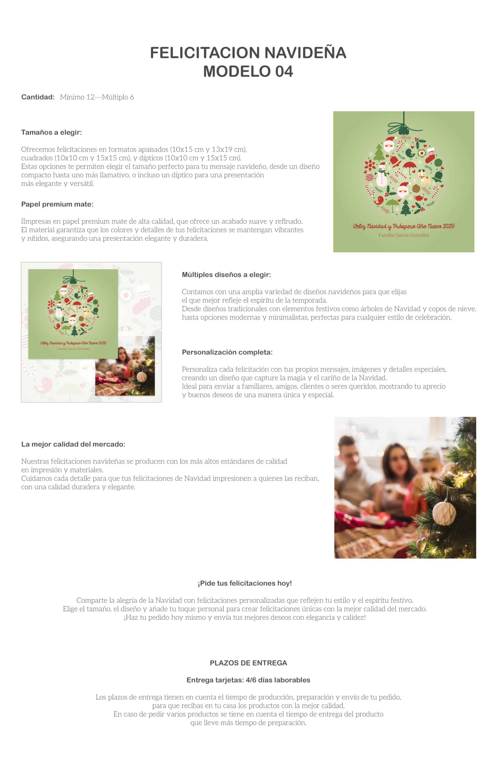 1. Tarjeta felicitación navideña personalizada para Navidad, diseño moderno y elegante.
