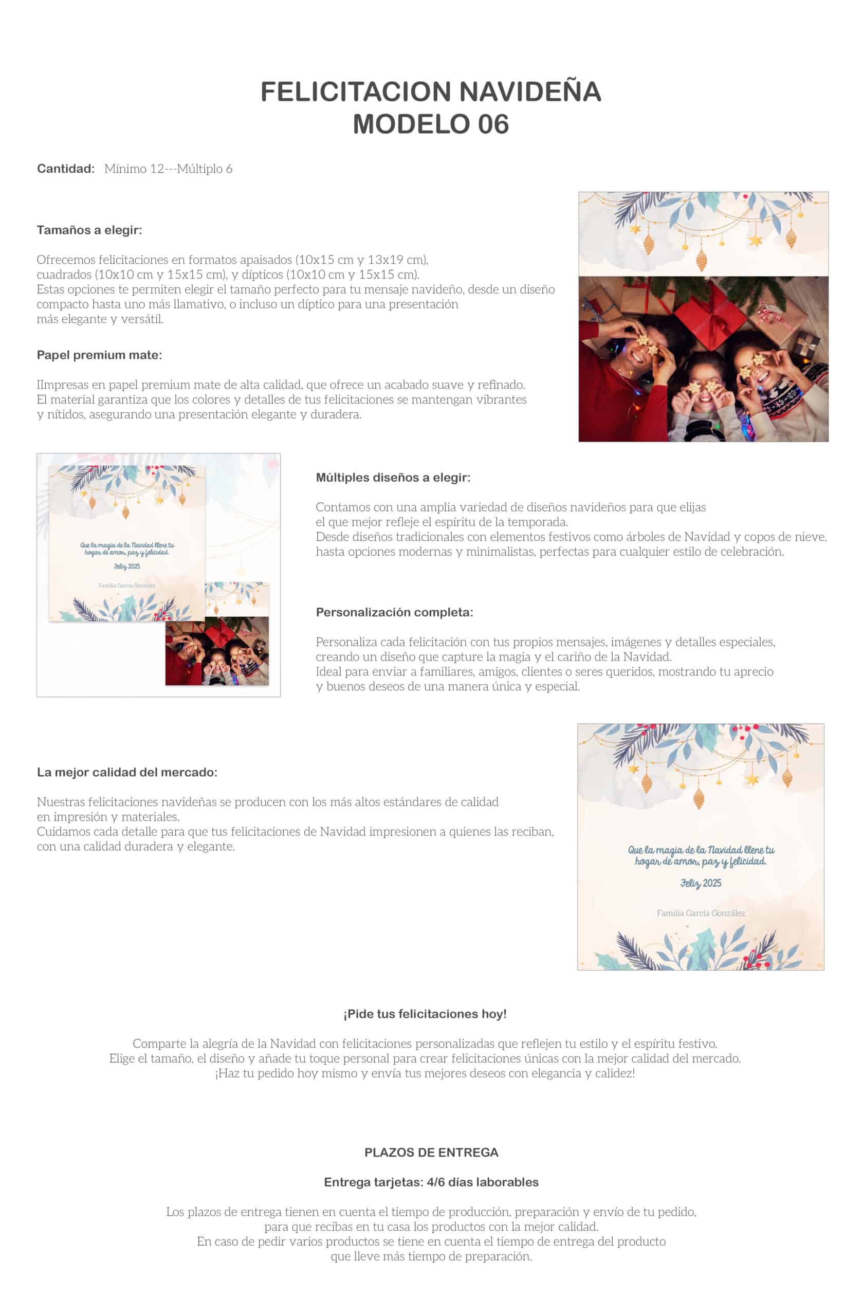 1. Tarjeta de felicitación navideña personalizada con diseño elegante y detalles únicos.