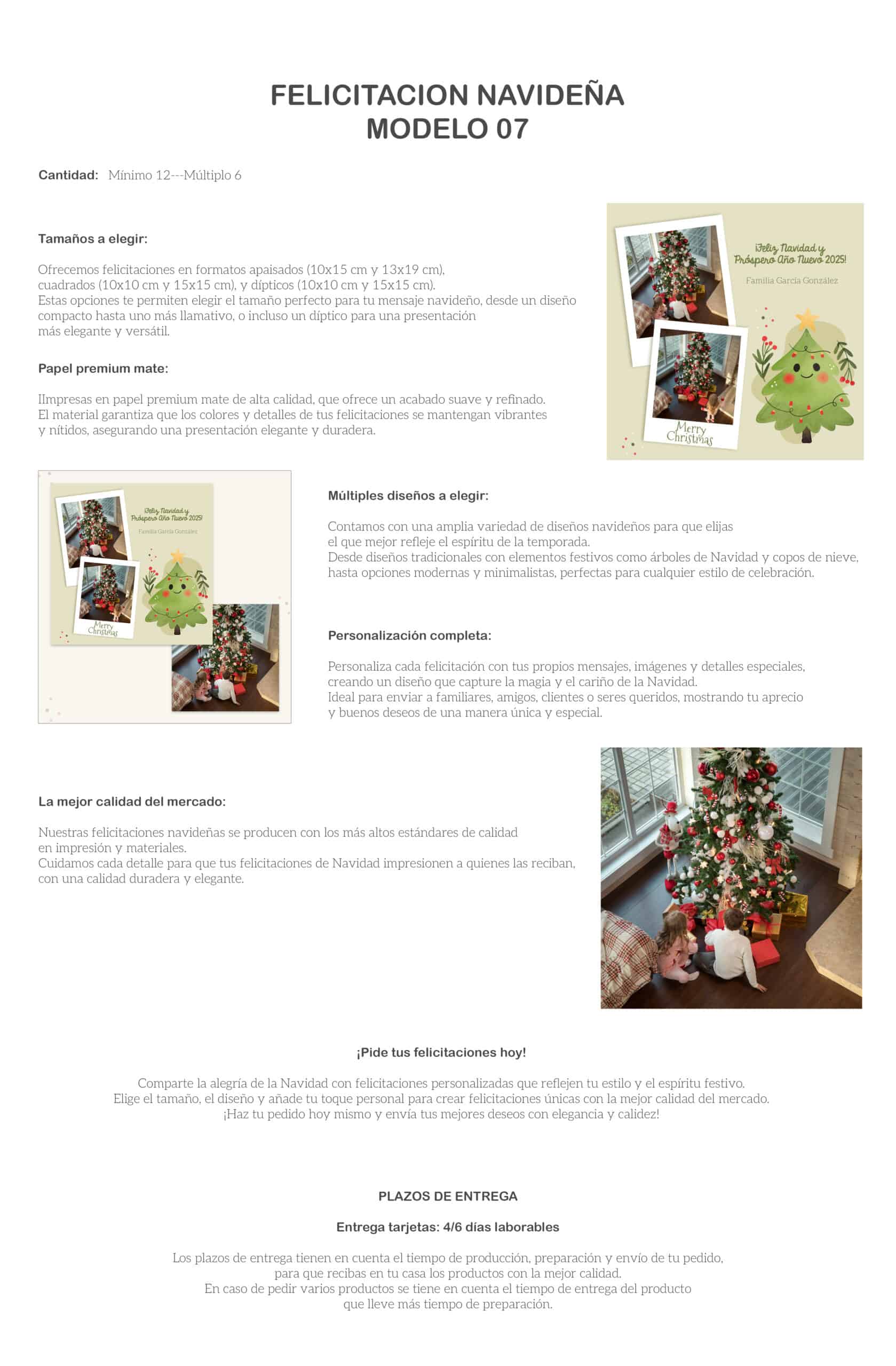 Tarjeta de felicitación navideña personalizada con diseño festivo y detalles especiales, perfecta para regalos navideños.